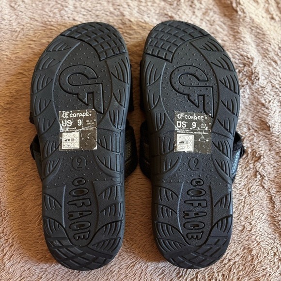 Coface Mens Arch Support Slide Sandals Black Adjustable Athletic Comfort Slides9 - Picture 4 of 8